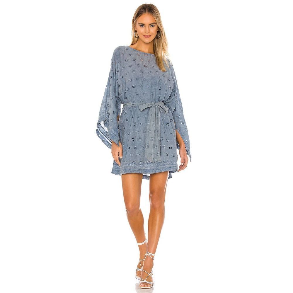 Revolve Tularosa Melinda Womens Vintage Blue New Long sleeve eyelet dress XSmall